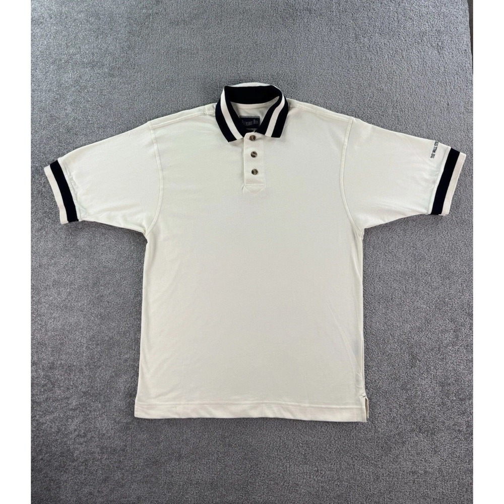 Vintage The Wall Street Journal Shirt Mens Large White Blue Polo Eversole Logo